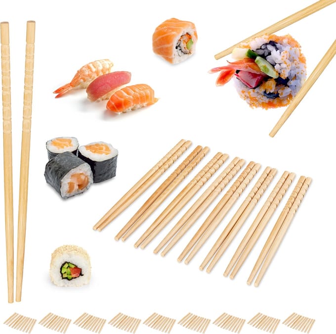 100 paar bamboe eetstokjes - chopsticks - herbruikbaar - 24 cm lang