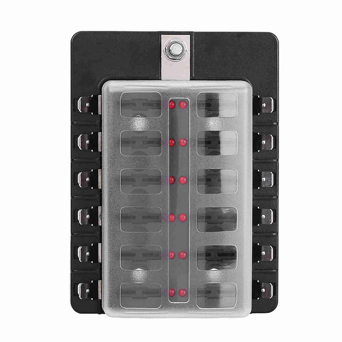 12-weg Circuit Blade Zekeringkast Standaard ATO ATC Blok Houder Kit met PC Terminal voor Auto Boot gray