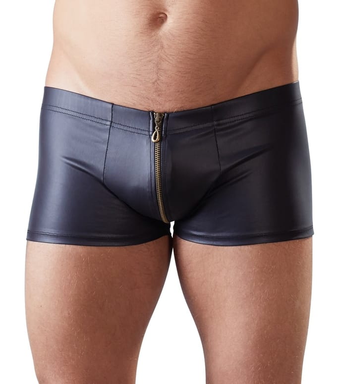 Mat Zwarte boxer met doorlopende rits