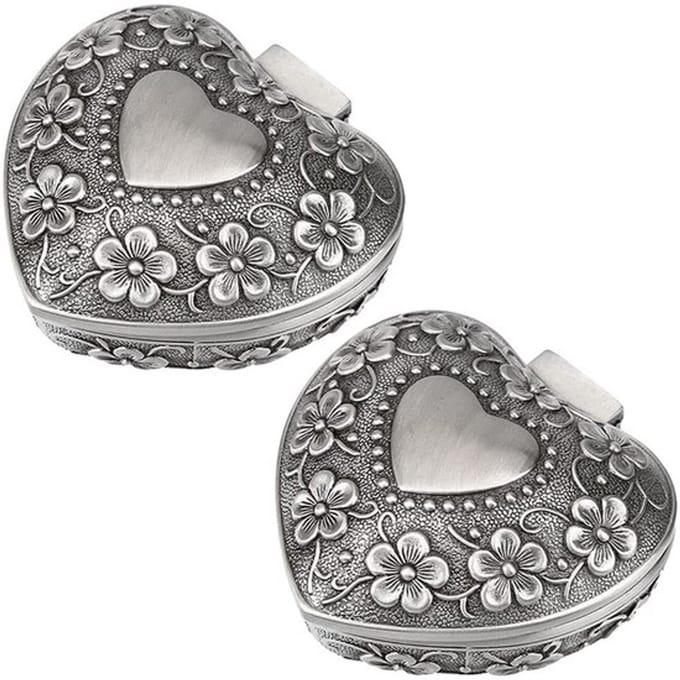 Allecto - Sieraden Doos - Ring Box - Hartvormige Organiser - Zilver