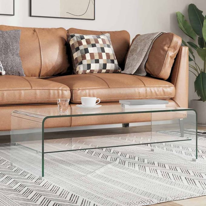 vidaXL - Salontafel - 98x45x31 - cm - gehard - glas - transparant