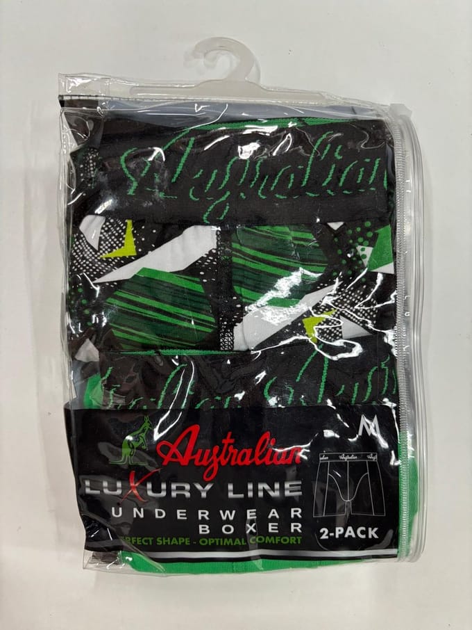 2 stuks Australian Boxershort - Groen-Zwart - S