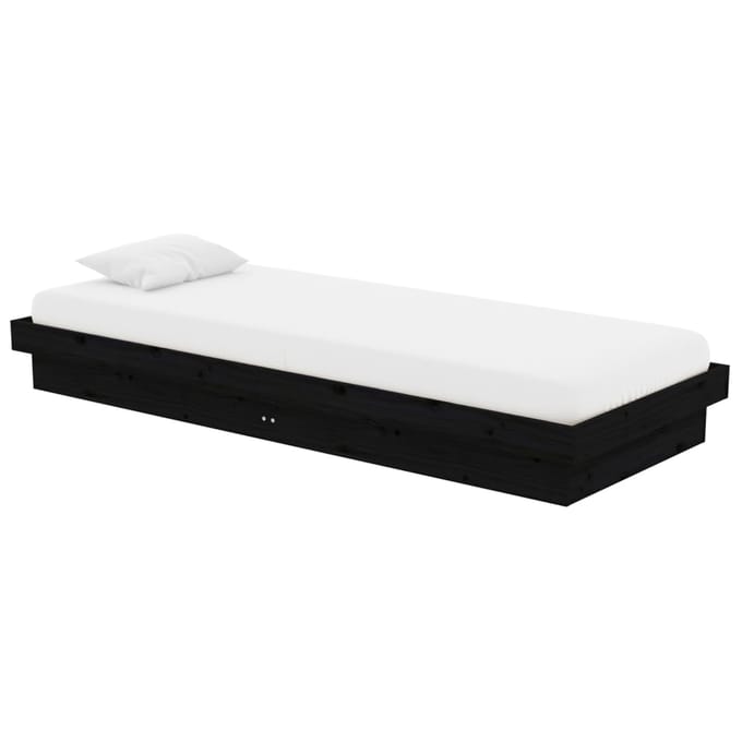 vidaXL - Bedframe - massief - hout - zwart - 75x190 - cm