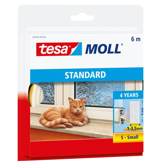 tesa STANDARD 05559-00100-00 Afdichtingstape tesamoll Wit (l x b) 6 m x 9 mm 1 stuk(s)