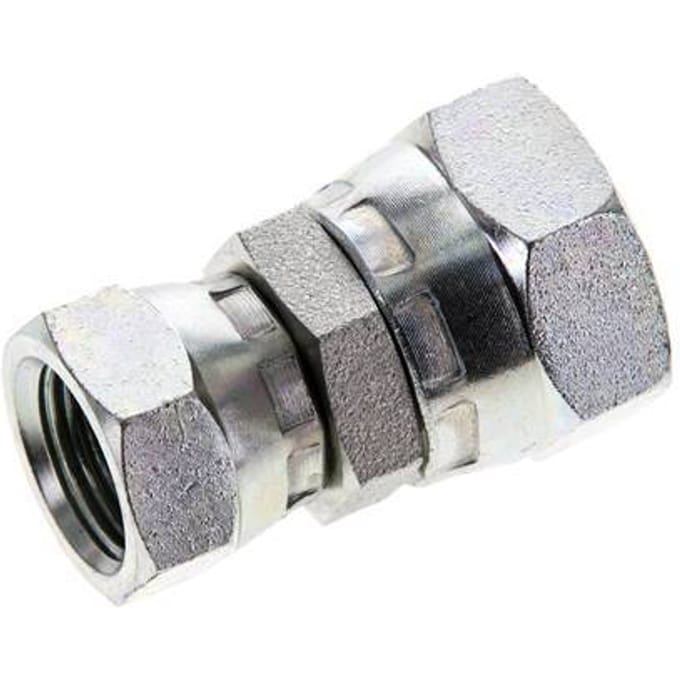 Rechte Verloopnippel G3/8 '' X G1/2 '' Binnendraad Hoge Druk Staal  60° Conus  300bar Hydrauliek