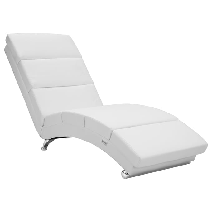 Casaria Relaxfauteuil London - Ligstoel Lounge Verchroomd - Wit Kunstleer
