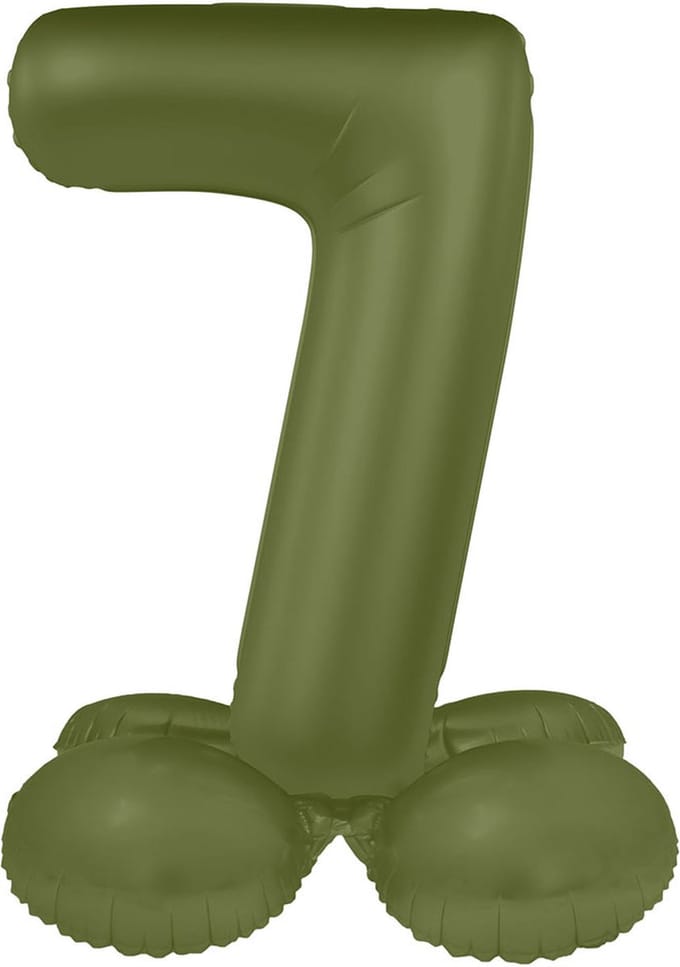 Staande Folieballon Cijfer 7 - Olive Green - Ultra Matt - 72 cm