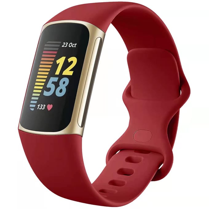 Siliconen bandje - Geschikt voor Fitbit Charge 5/ Charge 6 - Rood