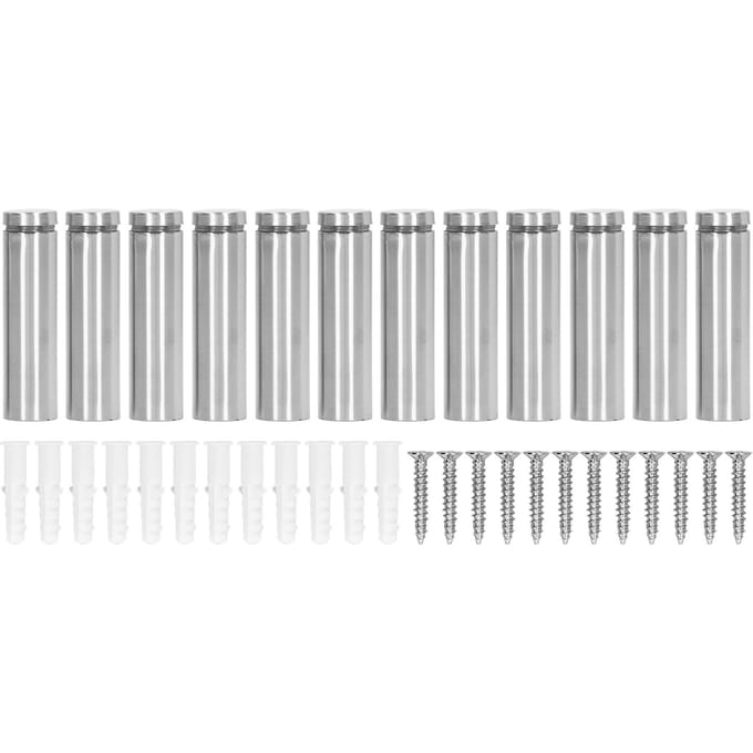 12 Stuks Afstandsschroef RVS 19x70mm Wandmontage Advertentie Bevestigingsset