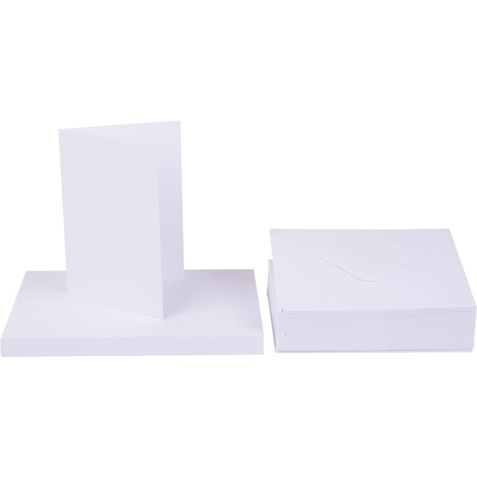 Dubbele kaarten met enveloppen "DIN A6", 50 stuks - Wit