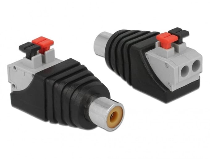 Delock Adapter RCA female > Terminal Block with push button 2 pin