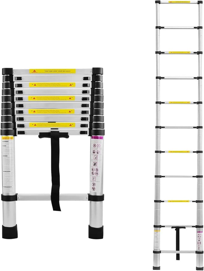 Multifunctionele Telescoopladder 3,2m Aluminium Antislip en Inklapbaar