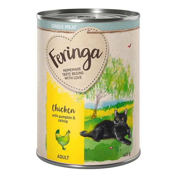 6x410g Single Meat Kip met Pompoen & Kattenkruid Feringa Kattenvoer