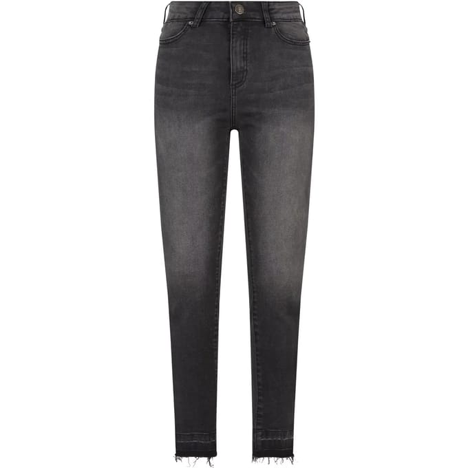 Urban Classics Dames Skinny-jeans met hoge taille en open zoom TB6865