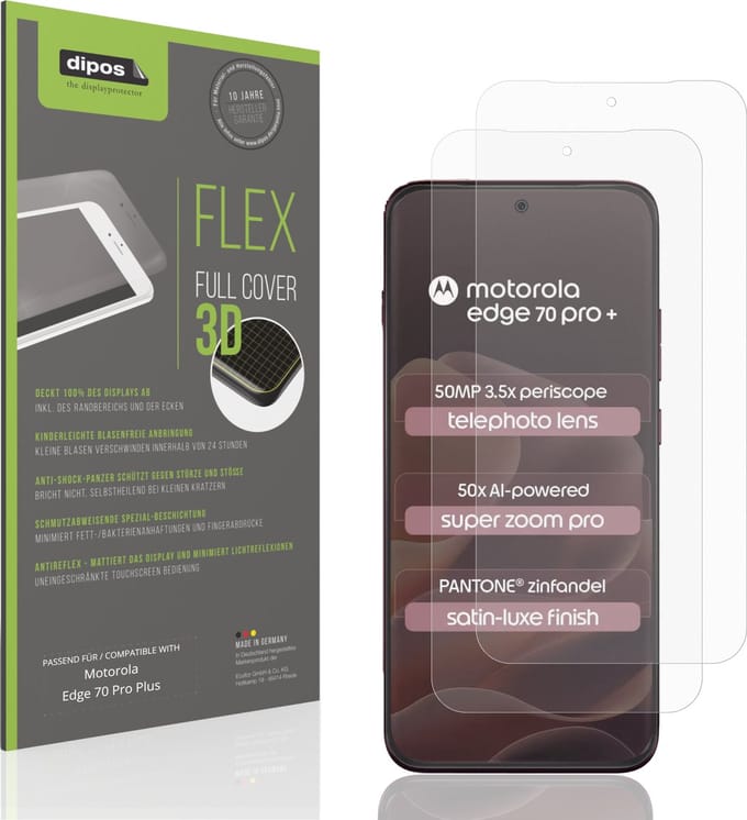 dipos FLEX – 2x Matte Screenprotector geschikt voor Motorola Edge 70 Pro Plus | Volledige Schermbescherming | Case-Friendly