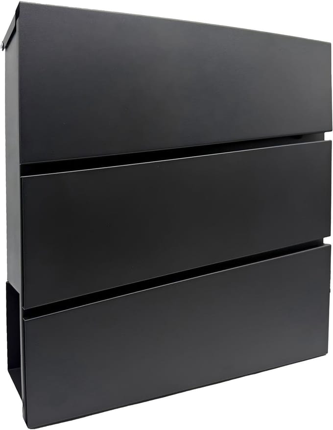 Brievenbus met slot - 37,5x35,5x10,5 cm - zwart