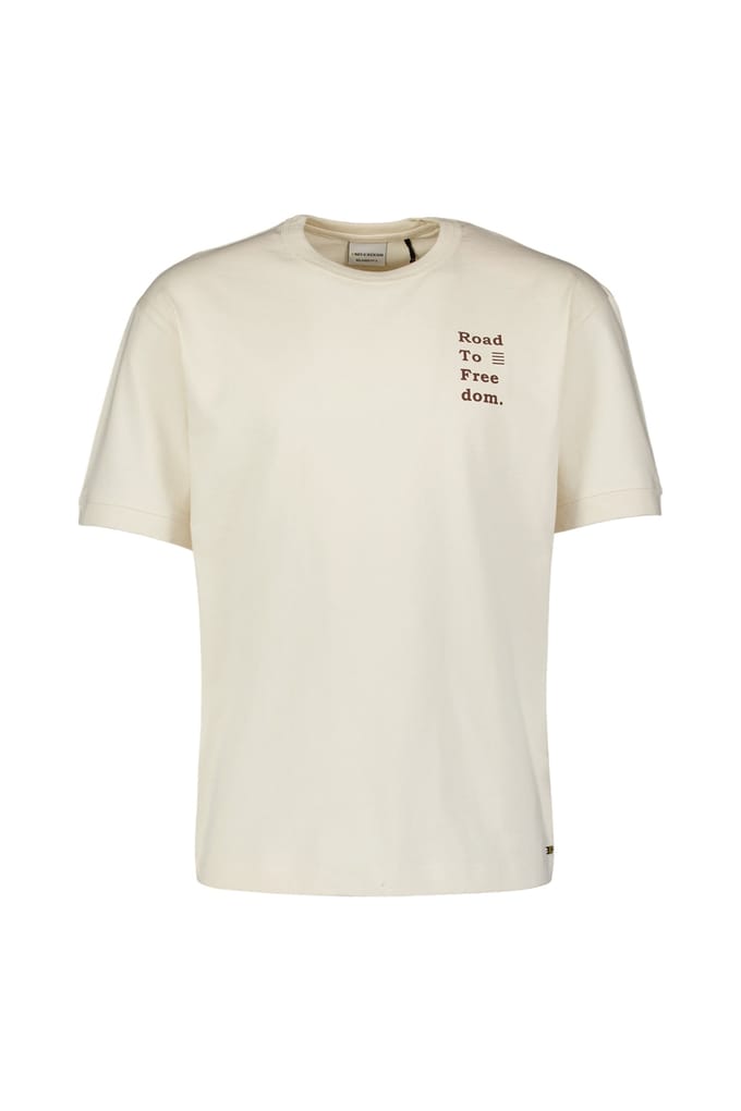 No Excess T-Shirt Crewneck Melange Placed Print Offwhite  L