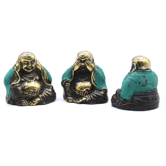 Feng Shui Boeddha Beeldjes - Zien, Horen & Zwijgen - Set van 3 - 4x4x3cm
