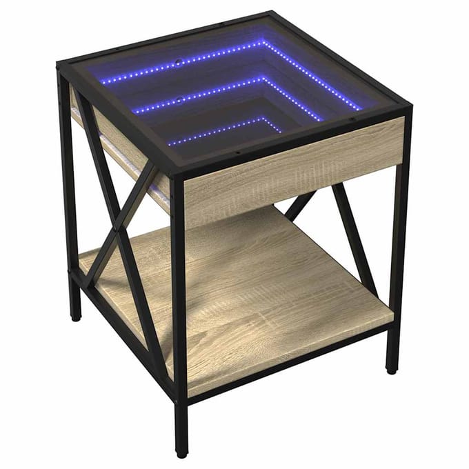 vidaXL - Salontafel - met - Infinity - LED - 40x40x49 - cm - sonoma - eikenkleurig