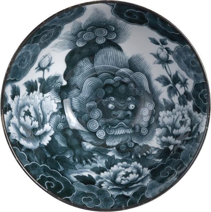 Tokyo Design Studio - Lion Peony Menbachi Kom Zwart - 25,2 x 7,7cm
