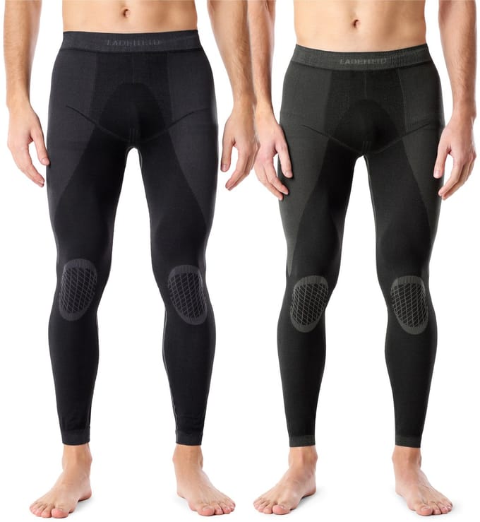 Ladeheid Thermobroek 2 Pack Set - Thermo ondergoed – Heren - Thermo Legging – Grafiet-Kaki – M - LA-LA40-MEN-Pants-2B