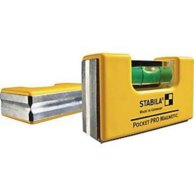 Waterpas Pocket PRO Magnetic 7 cm, aluminium, geel, ± 1 mm/m, met magneet, STABILA