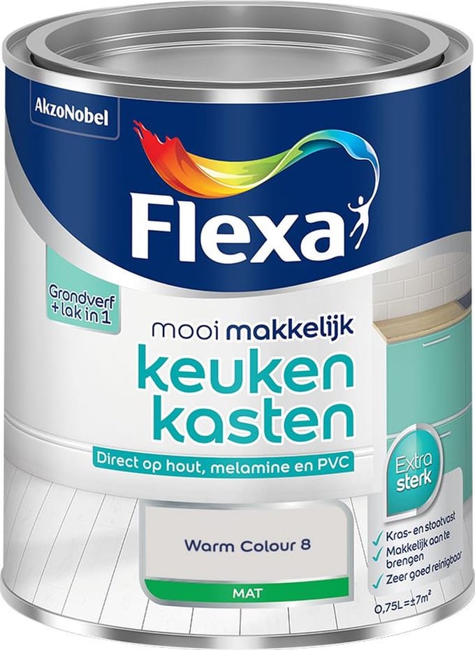 Flexa - Mooi Makkelijk Keukenkasten Mat - Warm Colour 8 - Mengverf - 750 Ml