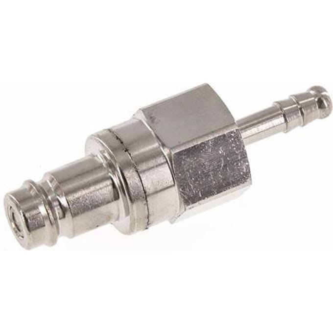 Vernikkeld Messing DN 10 Luchtkoppeling Insteeknippel 6 mm Slangpilaar Double Shut-Off