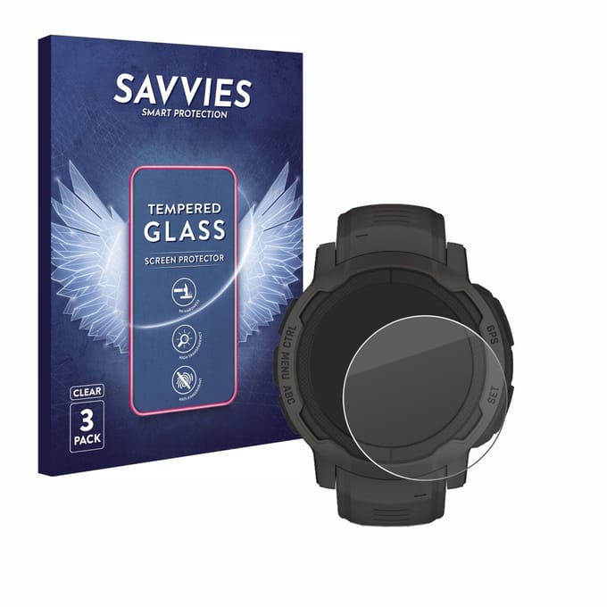 Savvies - Glas Screenprotector voor Garmin Instinct 2 / 2 Solar - Gehard Beschermglas 9H 3 Stuks