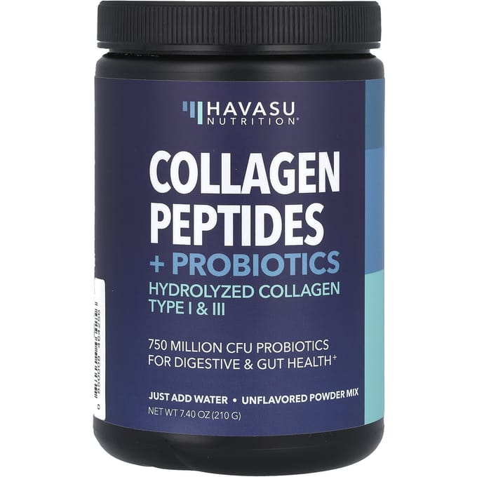 Havasu Nutrition, Peptides de collagène, probiotique, sans saveur, 200 g (210g)
