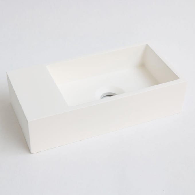 INK Versus Fontein - 36x18x9cm - wasbak rechts - 0 kraangaten - polystone wit mat