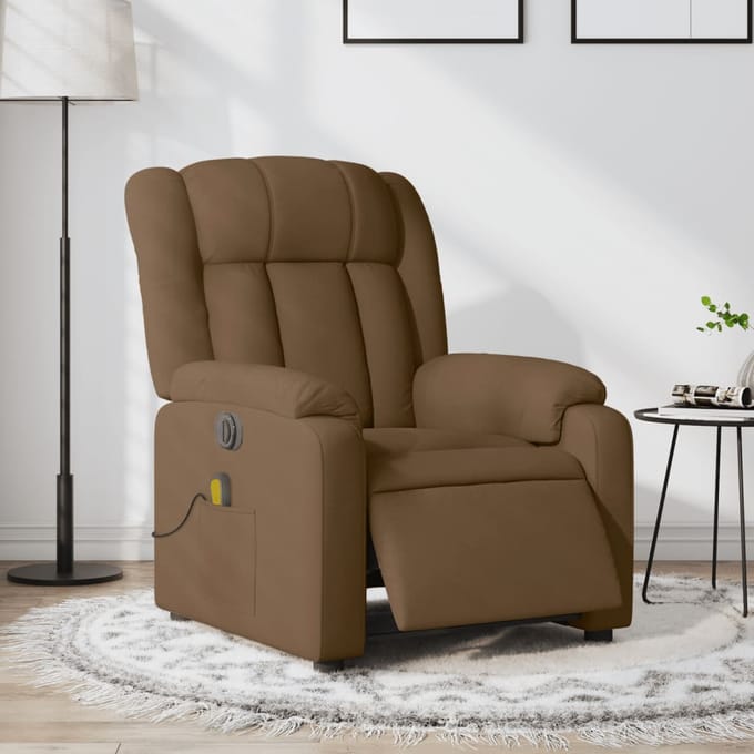 vidaXL - Massagestoel - elektrisch - verstelbaar - stof - bruin