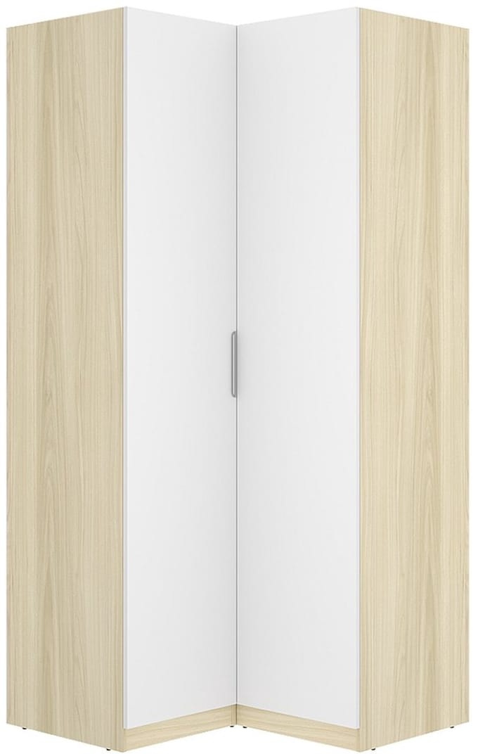 Vente-unique Hoekkast 2 deuren - B97 cm - Wit en licht naturel - KALONY