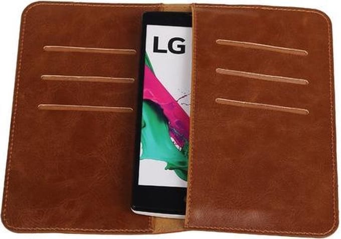 Bruin Pull-up Medium Pu portemonnee wallet voor LG