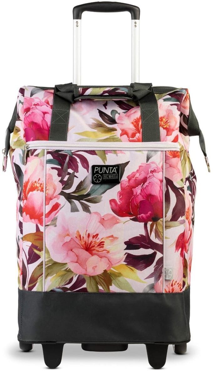 Punta Wheel Trolley Shopper Big Wheel Flowers Roze