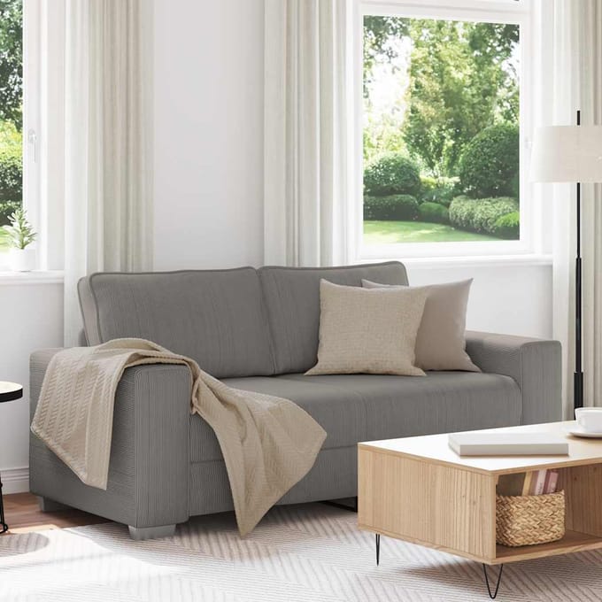 vidaXL - Loveseat - Sofa - Lichtgrijs - 180x77x82 - cm - Corduroy - Stof