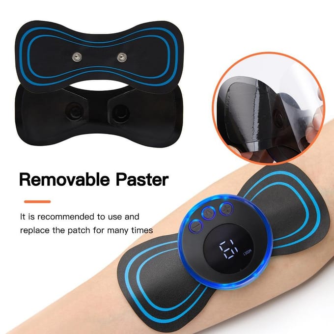 Elektrische EMS Nek Massager Mini Cervicale Rug Patch Stimulator Massageador Mat Draagbaar Gel Pad Stickers Slank black