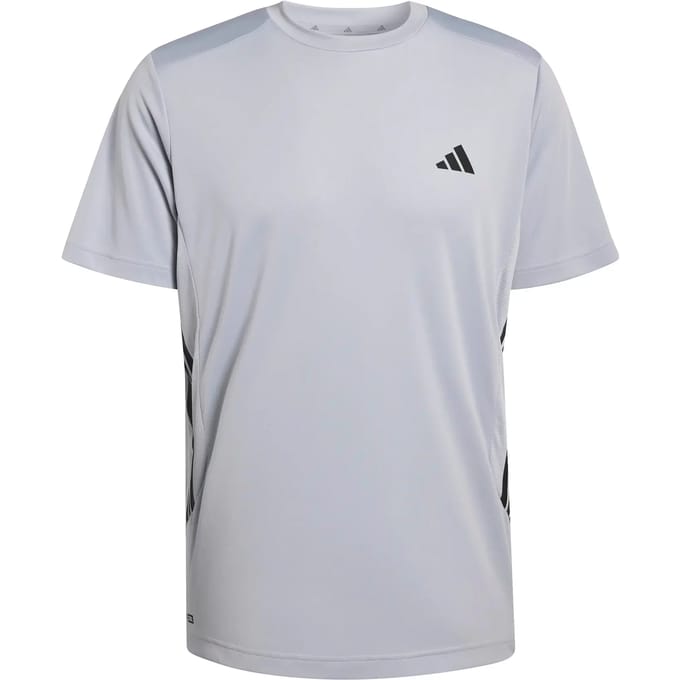 Adidas Performance Tech Essentials 3 Stripes Workout-T-Shirt - Heren - Grijs
