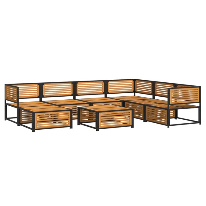 vidaXL - 8-delige - Loungeset - met - kussens - massief - acaciahout