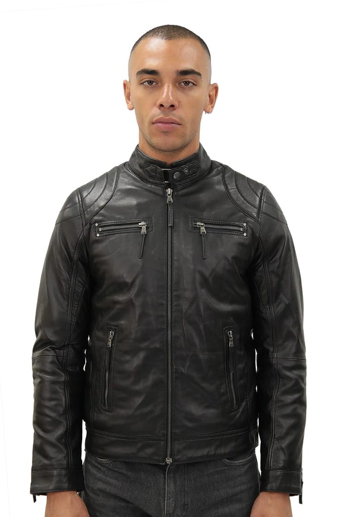 Heren Moto lederen bikerjack-Taiwan