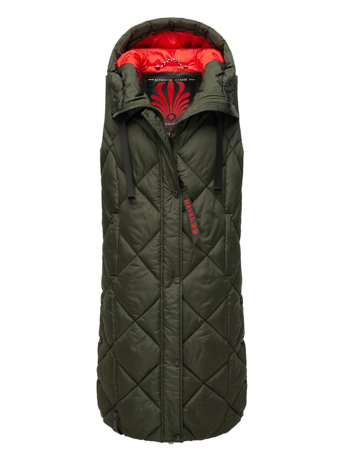 Navahoo lange dames bodywarmer Schnuckel – Modern & Met Capuchon