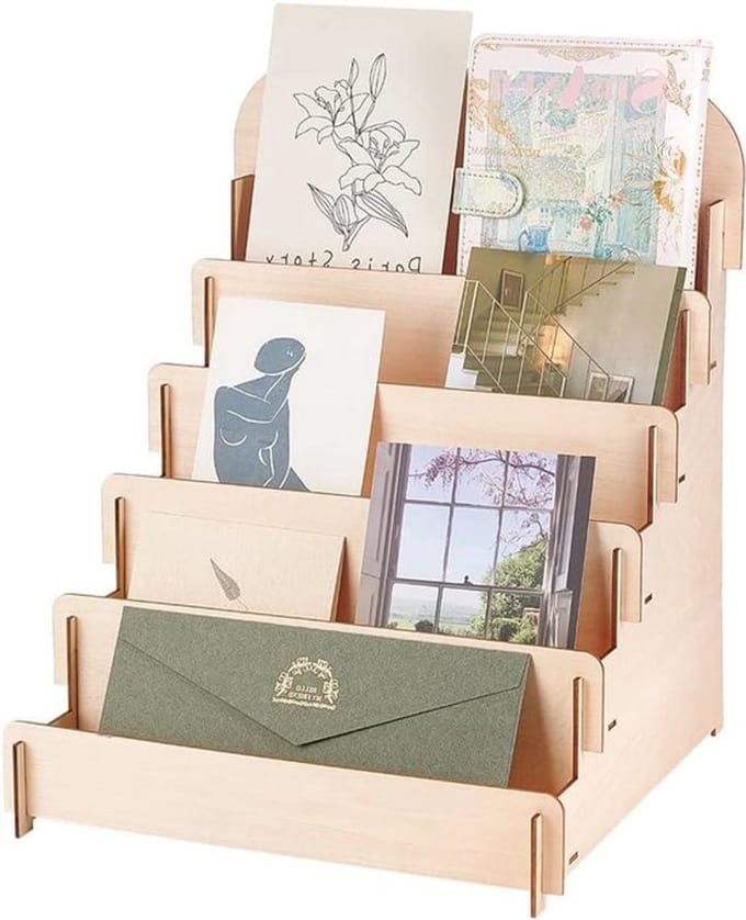 Houten Presentatierek 5 Laags voor Kaarten, Stickers en Postcards