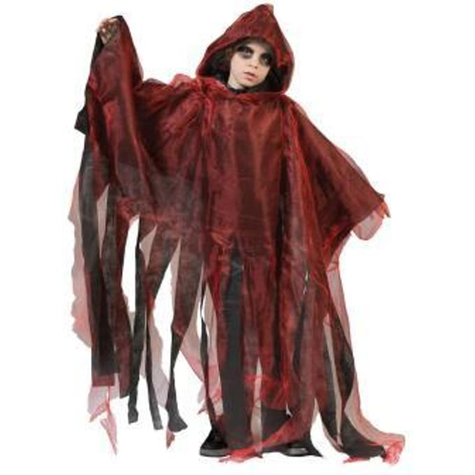 Verkleedpak griezelige grafdelver kind Cape Rood One Size