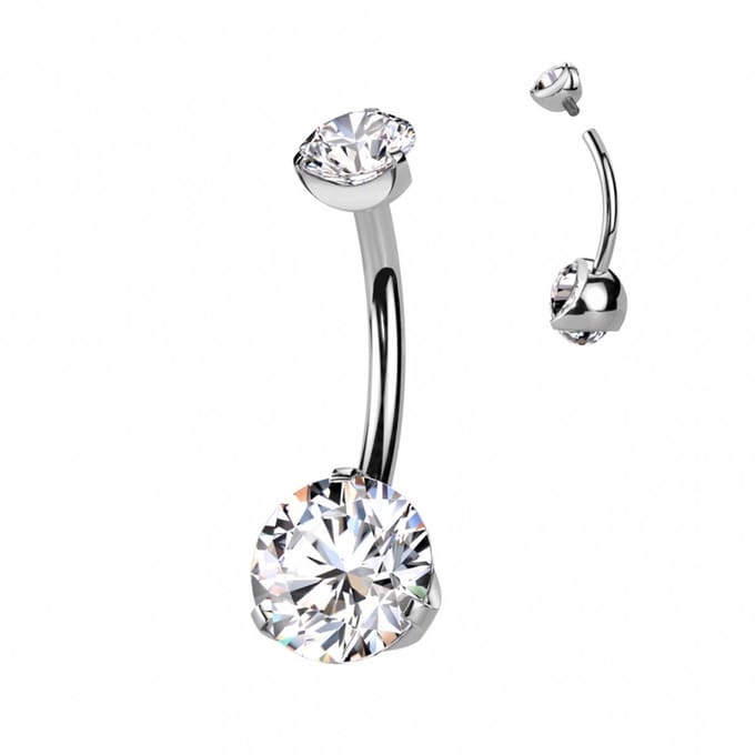 Piercing sierlijk dubbele steen wit - LMPiercings
