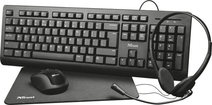 Trust Primo toetsenbord Inclusief muis Kantoor USB QWERTY Engels Zwart
