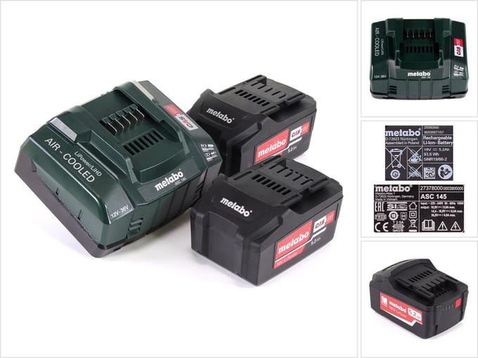 Metabo basis accuset 18V met 2x accu 5.2Ah + lader ASC 145 ( 685051380 )