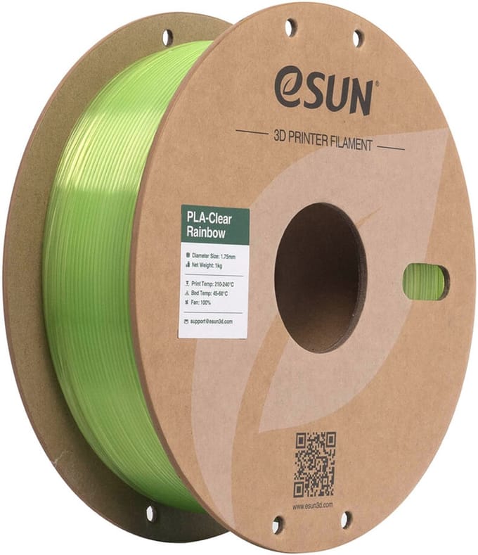 eSun PLA-Clear Rainbow Groen kristal / Green crystal 1 kg - 1.75mm - 3D printer filament