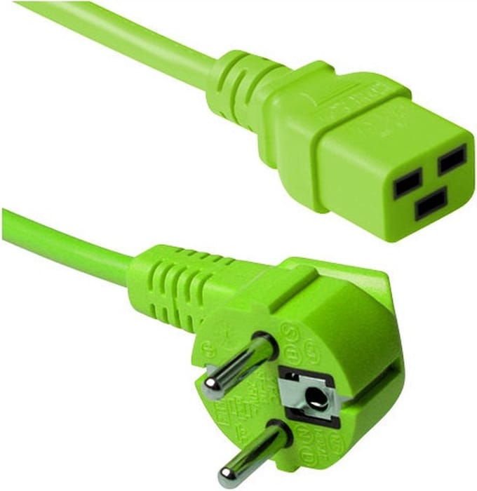 ACT Netsnoer Schuko CEE 7/7 male (haaks) - C19 IEC 60320 groen 3 m AK5178