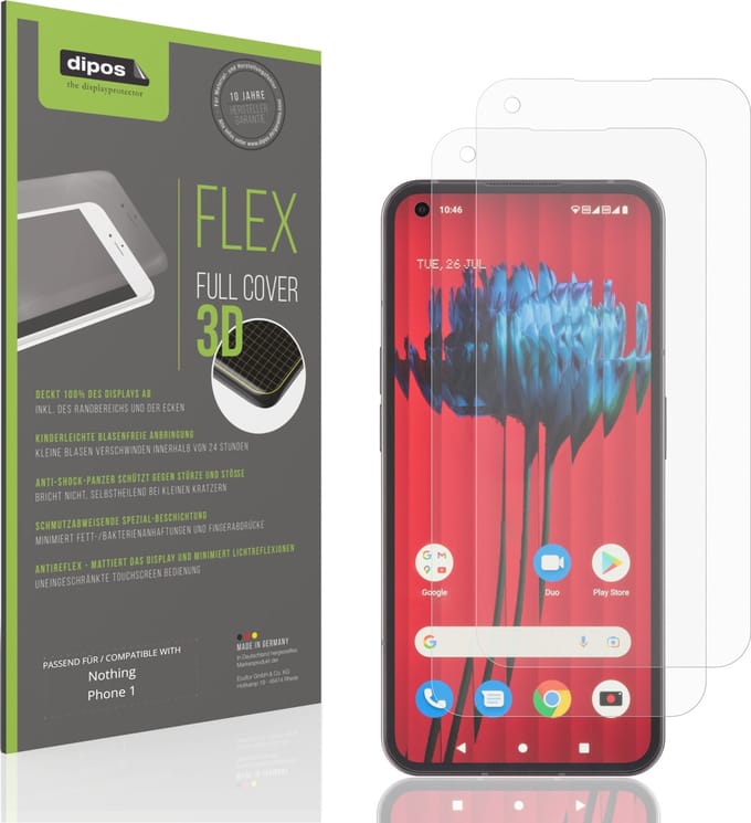 dipos FLEX – 2x Matte Screenprotector geschikt voor Nothing Phone 1 | Volledige Schermbescherming | Case-Friendly