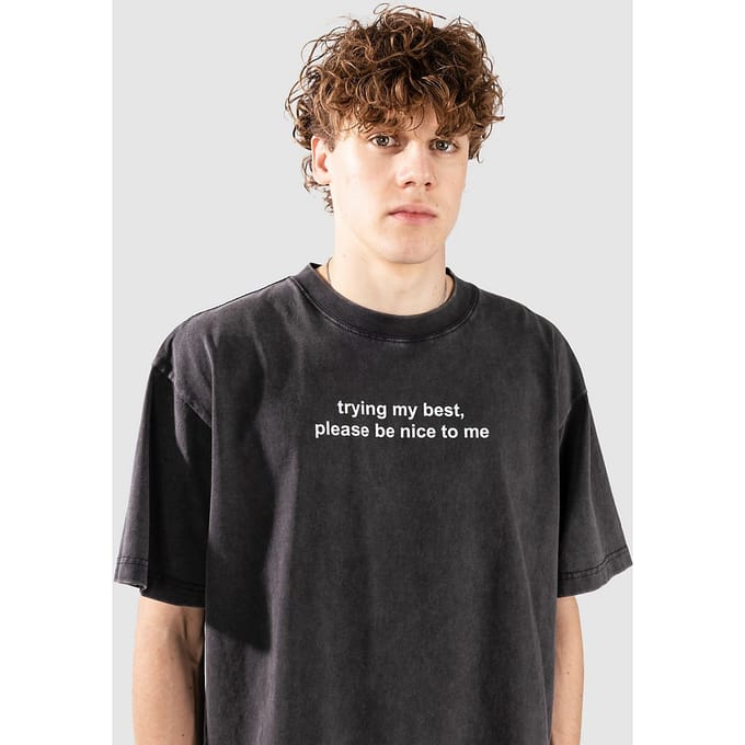 A.LAB Trying My Best Cropped T-Shirt zwart